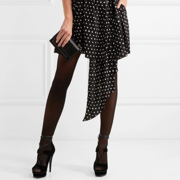 SAINT LAURENT Tribute Velvet Platform Sandals - Picture 2 of 6